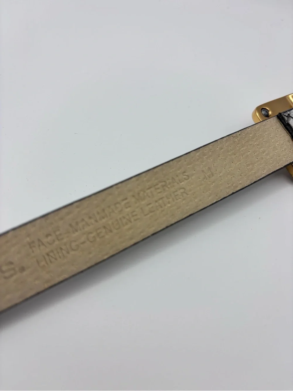 Chico's Gray Snake-Texture Belt with Gold Silver Rectangular Buckle Size M